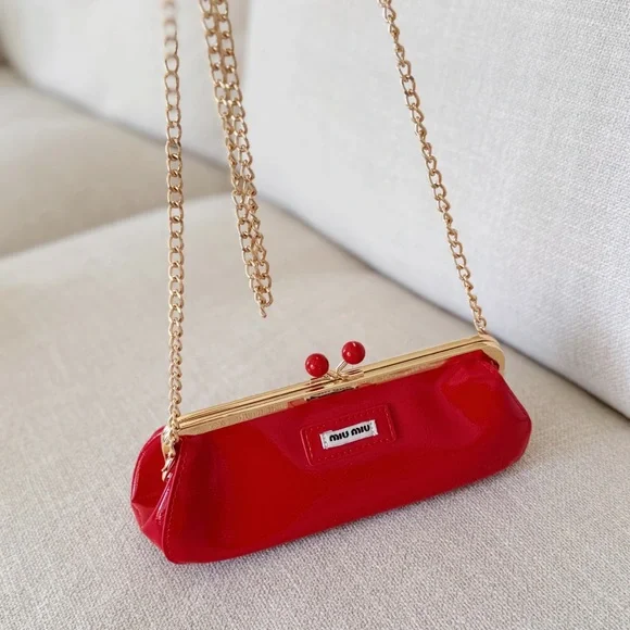 Miu Miu Beauty Red Patent Bag with Chain - Picture 4 of 7